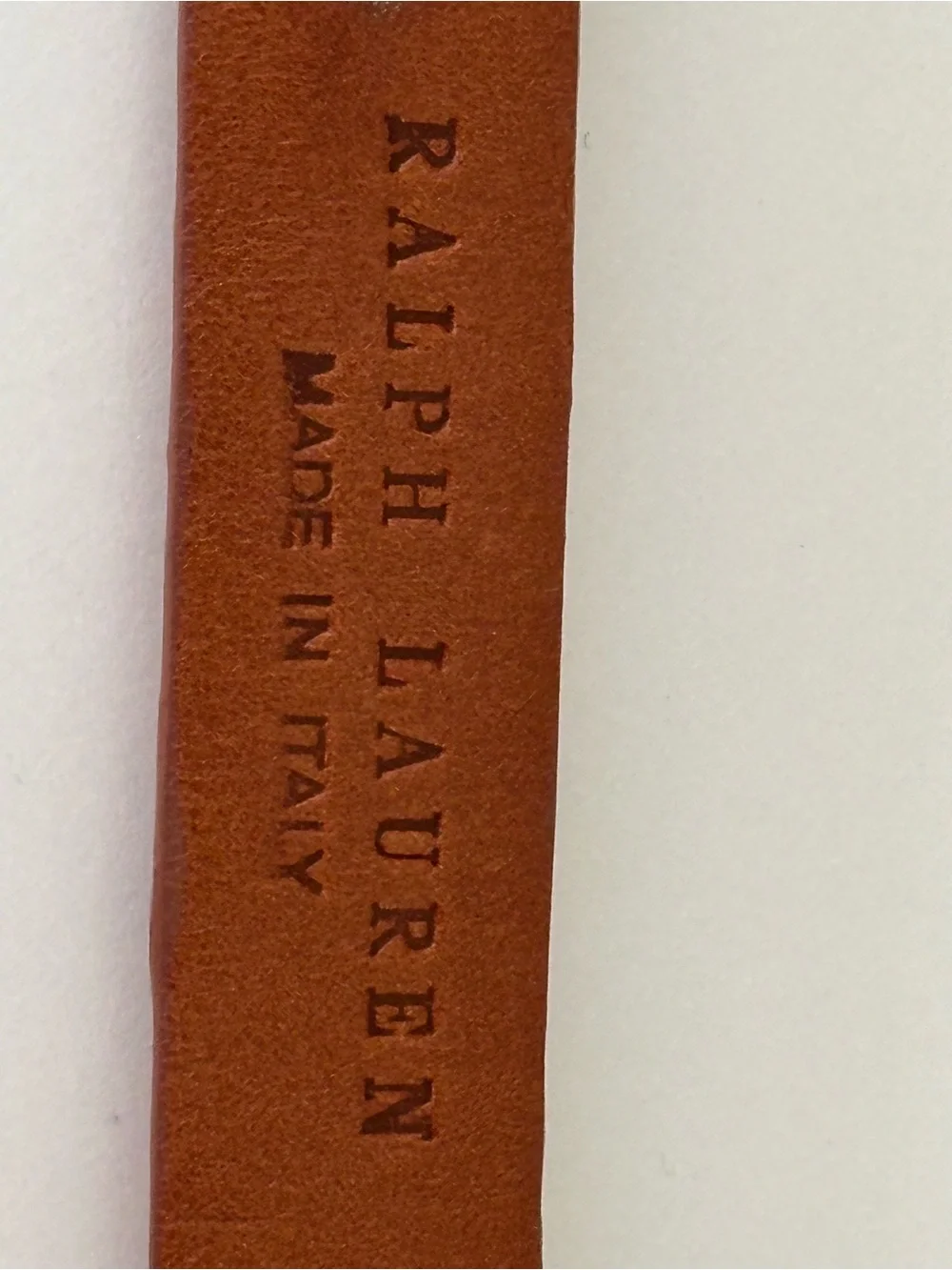 Ralph Lauren Cognac Embossed ostrich Leather Belt